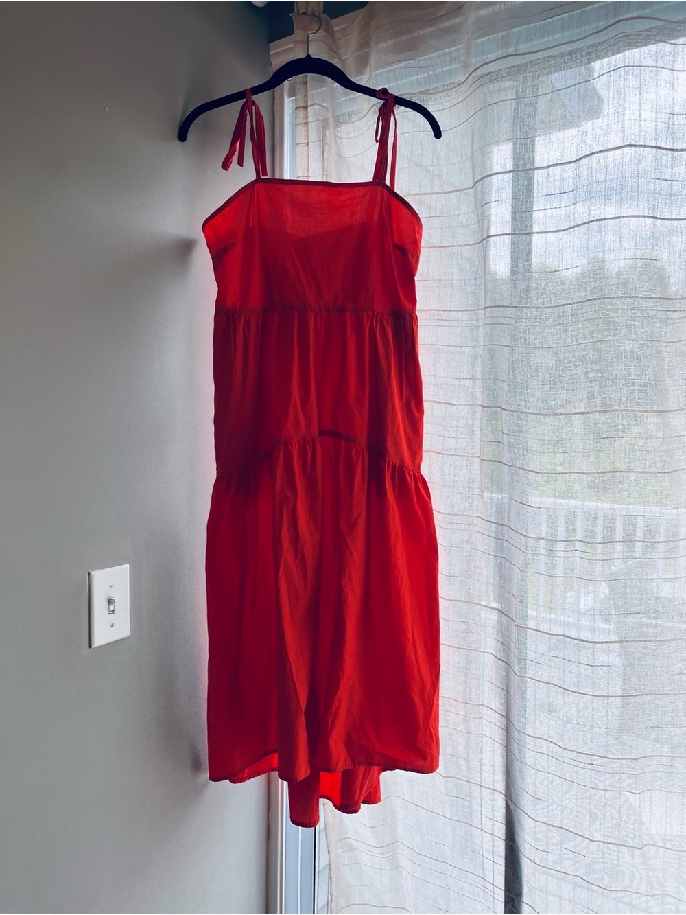 Red Tie-Strap Summer Dress Pockets NWT Size Small